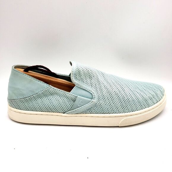 Olukai Pehuea Shoes Womens 9 EUR 39 Aqua Slip On Sneaker Mesh Comfort - Picture 1 of 8